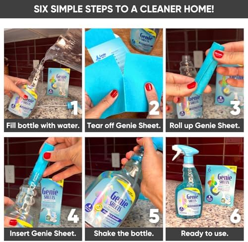 Genie Sheets Bathroom Cleaner | Concentrate Makes 6 24oz Refills | Professional-Strength | Just Add Water | Sustainable Eco-Friendly Plant-Based Solution | 6 Sheets - Image 2