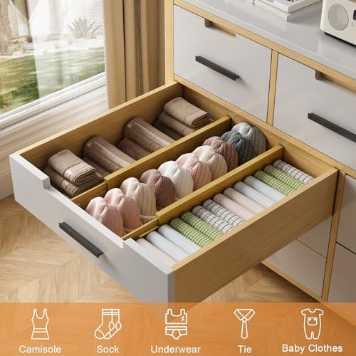 Bamboo Drawer Dividers, Adjustable Drawer Organizers, Fits 17.6–21" Drawers - Image 5