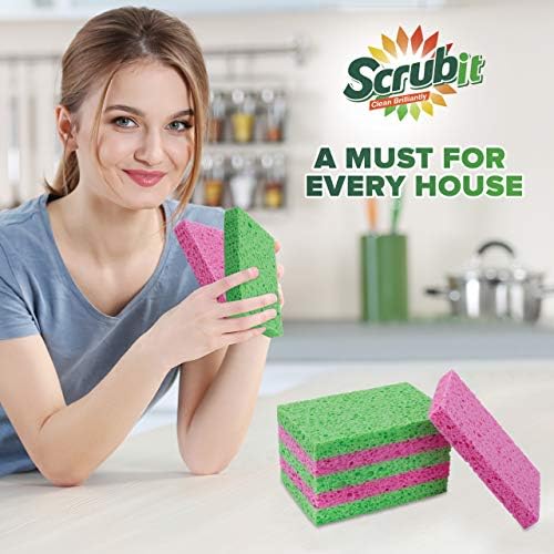 SCRUBIT Cellulose Scrub Sponge - Kitchen Cleaning Sponges for Dishes, Pans, Pots & More- 12 Pack Dishwashing Sponges - Colors and Packaging May Vary - Image 5