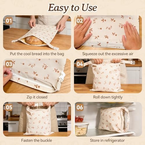 2 pcs Beeswax Bread Bags, Reusable Bread Bags for Homemade Bread - Image 6