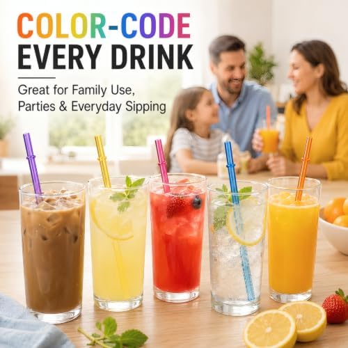 24 Pack Reusable Plastic Straws with 4 Brushes, 9" Tritan Hard Straws - Image 6
