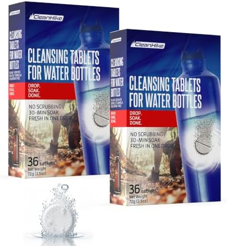 CleanHike Water Bottle Cleaning Tablets for Tumblers, 72 Ct, No Scrub by CleanHikeOfficial