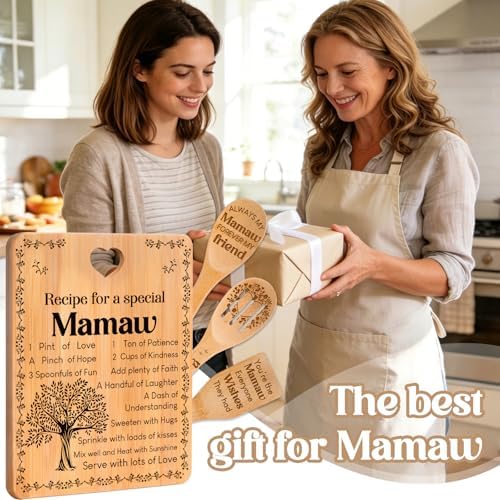 Mamaw Gifts - "Recipe for a Special Mamaw" Mamaw Gifts for Women Cutting Board Set, Bamboo-Made Engraved Utensil Set Gifts for Mamaw Cutting Board, Mothers Day Gifts for Mamaw. - Image 3