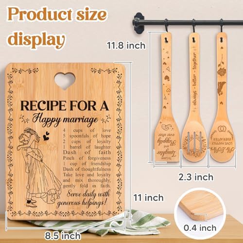 Bridal Shower Gifts, Wedding Gifts - Happy Marriage Cutting Board Set - Image 2