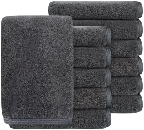 SINLAND Absorbent Coral Velvet Washcloth Ultra Soft Microfiber Face Towels 12 x 12 inch Multi-Purpose Face Cloths for Household and Sport by SINLAND