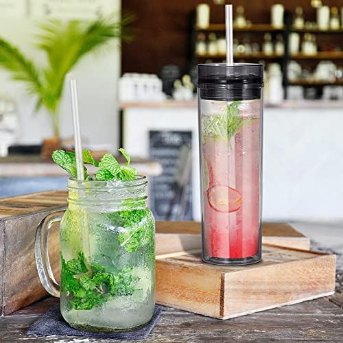 15 Pieces 10 Inch Clear Reusable Plastic Replacement Drinking Straws, Fit for 24 oz 32oz 40oz Mason Jars, Tumblers, BPA Free Unbreakable Drinking Straws with Cleaning Brush - Image 3