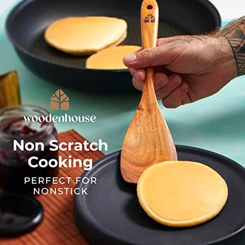 Wooden Spoons for Cooking, 12 Pcs Teak Utensil Set with Holder & Hooks - Image 5