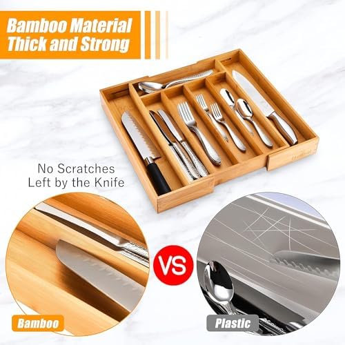 Kitchen Silverware Drawer Organizer and Storage Flatware Cutlery Utensil Holder Spice Rack Containers Bathroom Counter Cabinet Office Desk Makeup Drawer Tray Kitchen and Dining Tools Decor Accessories - Image 5