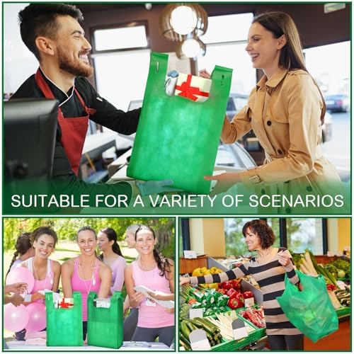 Windyun Large Grocery T-shirt Bags Bulk Reusable Non Woven Shopping Bag Foldable Gift Tote with Handle, 20.5x11x5.5 Inch - Image 6