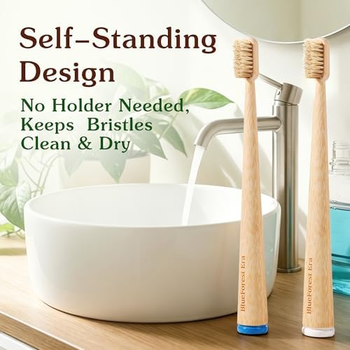 Boar Bristle Bamboo Toothbrushes Plastic Free 4 Pack - Image 5
