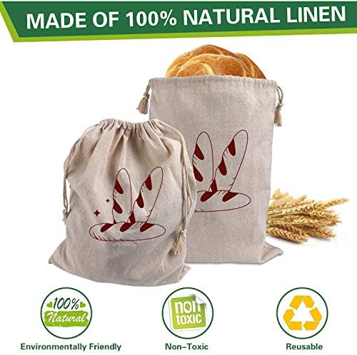Augshy 4 Packs Linen Bread Bags for Homemade Bread - Image 4