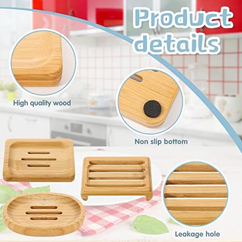 Pimoys Bamboo Soap Dishes, 12 Pack Wooden Soap Holders, 3 Sizes - Image 4