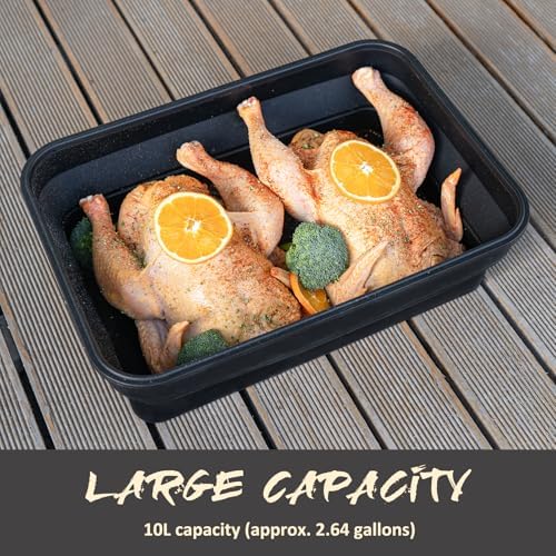 XL Collapsible Marinating Container,Large-Capacity Grill Accessory Perfect For Bbqs And Parties,Marinade And Brining Prep, Collapsible Silicone Food Storage Containers Set With Lid(10L/2.64Gallon) - Image 2