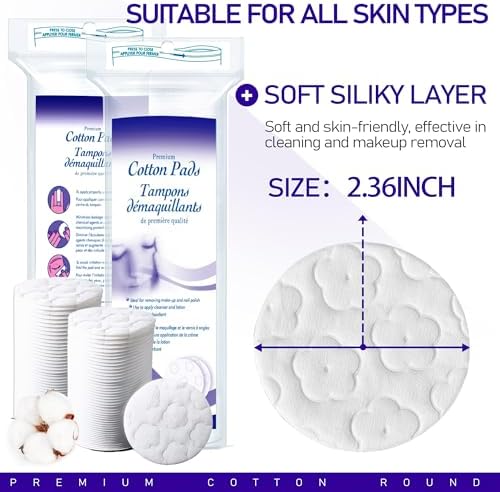 Round Cotton Pads for Face, 300 Count Cotton Rounds - Image 2