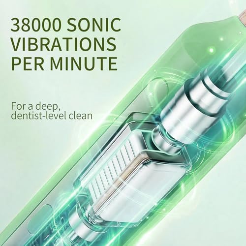 Sonic Electric Toothbrush with Bamboo Heads, Light Green - Image 5