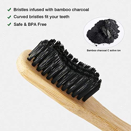 Virgin Forest Bamboo Toothbrushes 6pk, Charcoal Bristles BPA Free Eco - Image 3