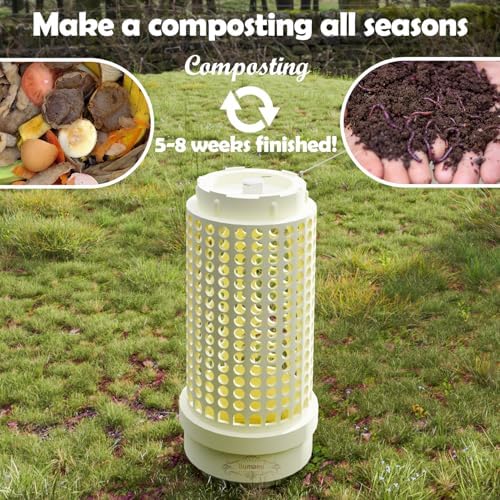 Underground Worm Farm, Garden Mini vermicomposting bin for use in Outdoor Gardening from Kitchen Food Waste, with Holes and lid, White (11.81x4.3x4.3IN) - Image 2
