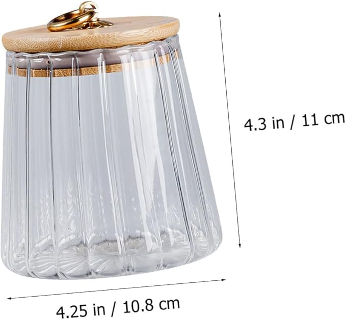 Transparent Sealed Glass Food Container with Wooden Lid Airtight Storage Jar for Kitchen Pantry Sealed Canister for Cereals Nuts Snacks and Tea