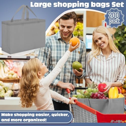 Windyun Reusable Grocery Bags Large Non Woven Shopping Bags with Handles Foldable Portable Tote, 16x6x12 Inch - Image 2
