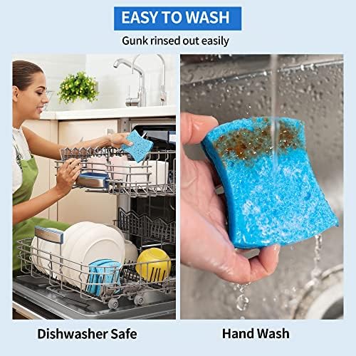 Non-Scratch Cellulose Scrub Sponges 24 Pack, Kitchen Sponge with Double-Side & Ergonomic Design. Sturdy Sponge for Dishes, Coated Cookware, Sink, Countertops. - Image 5