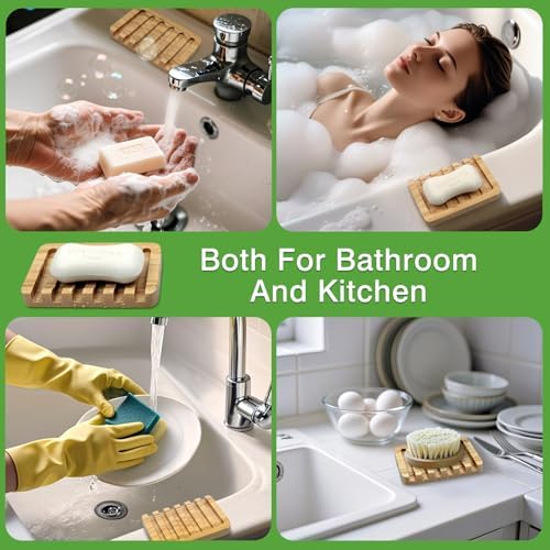 Self-Draining Bamboo Soap Dish – Natural One-Piece Soap Saver for Shower, Bathroom, Kitchen Sink, and Bathtub with Anti-Slip Design - Image 5