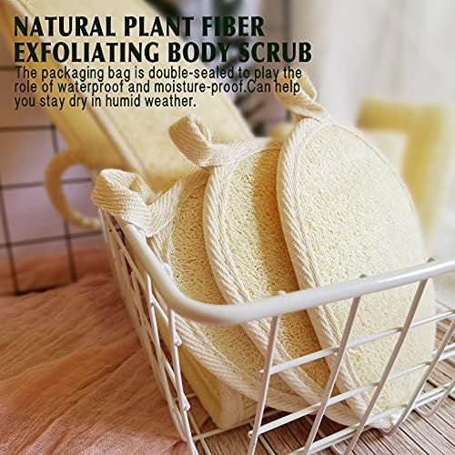 YIQINGJIE Natural Loofah Exfoliating Body Scrubber,4 Pack,Brown - Image 6