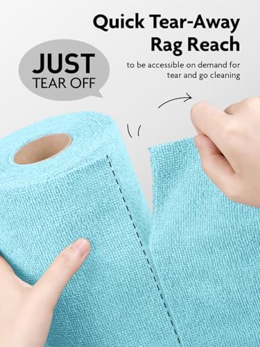 Fantasticlean Microfiber Cleaning Cloth Roll-60 Sheets,12"x12"(White, Blue) - Image 2