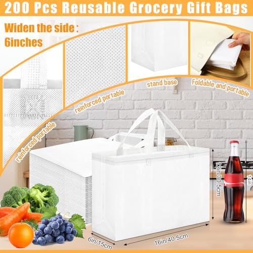 Windyun Reusable Grocery Bags Large Non Woven Shopping Bags with Handles Foldable Portable Tote, 16x6x12 Inch - Image 2