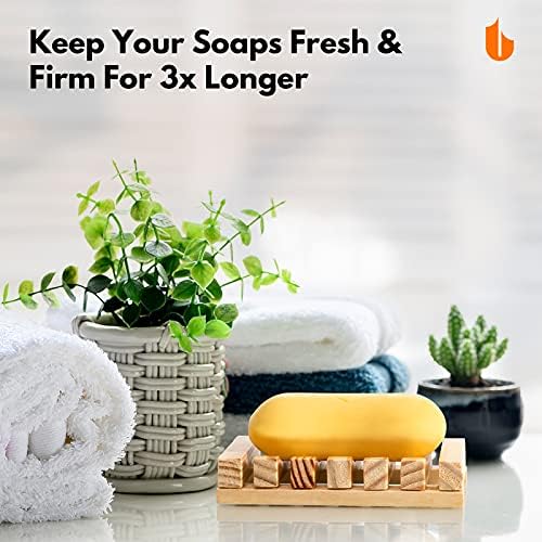 Natural Wooden Soap Dish for Shower Self Draining Bar Soap Holder 1Pack - Image 3