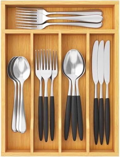 Lifewit Bamboo Silverware Tray for Drawer, 8.6 x 12.5 by Lifewit