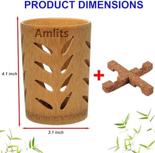 Bamboo Toothbrush Holder with Drainage – Quick Drying Single-Piece Design –Toothbrush Holders for Bathrooms – Wooden Toothbrush Holder Resilient in Humid Conditions - Glossy Leaves - Image 2