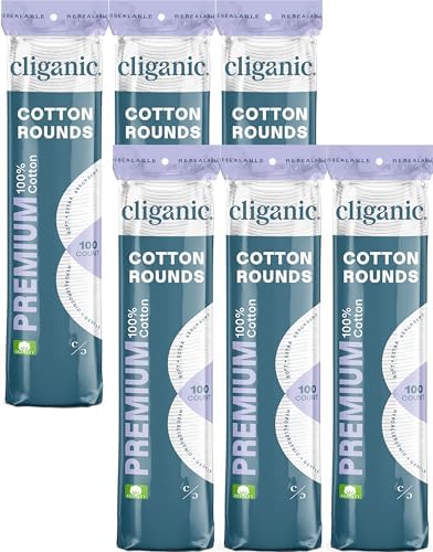 Cliganic Premium Cotton Rounds for Face, Makeup Remover Pads, 600 Count by Cliganic