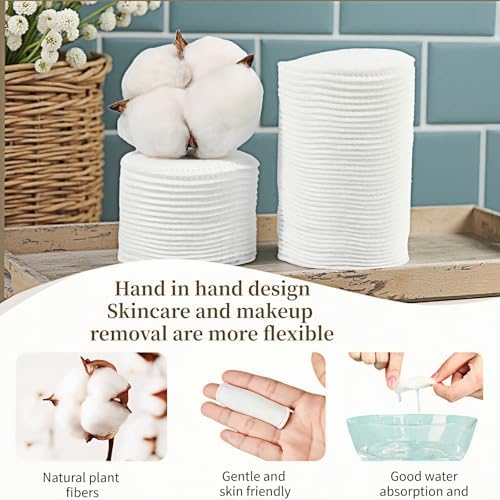 150 Count 100% Organic Cotton Rounds | Soft, Reusable & Hypoallergenic Makeup Remover Pads | No Lint,Double-Sided for Toner & Skincare (2.3")，Triple-Layer, Lint-Free Makeup Remover Pads (150 Count) - Image 5