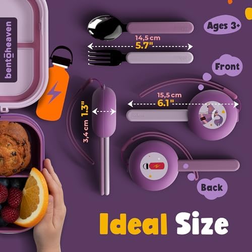 Bentoheaven Kids Utensils Set with Case, Reusable Fork & Spoon, Horse - Image 4