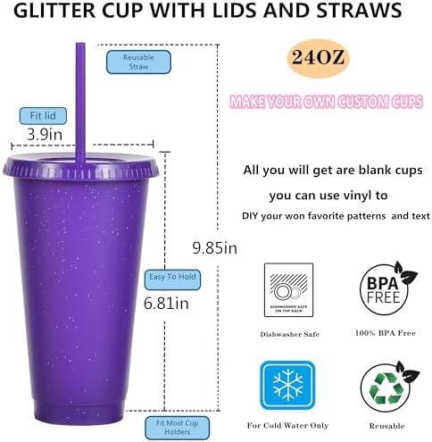 Suertestarry Tumbler with Straw and Lid,Water Bottle Iced Coffee Travel Mug Cup,Reusable Plastic Cups,Perfect for Parties,Birthdays,24oz-5 Pack (Solid Color, 5pack) - Image 2
