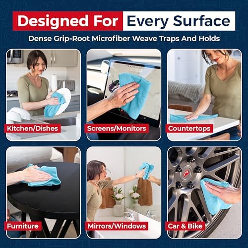 USANOOKS Microfiber Cleaning Cloth - Turq - 12Pcs (12.5x12.5 inch) High Performance - 1200 Washes, Ultra Absorbent Car Towel Traps Grime & Liquid for Streak-Free Mirror Shine - car Washing Cloth - Image 4
