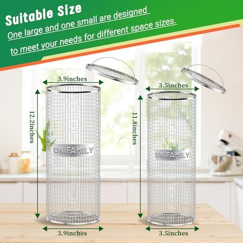 UNIFAMILY 2pcs Inground Worm Composting Bin, Stainless Steel Outdoor Compost Bin with Handle, Worm Composter, Worms Bins for Composting Recycling Kitchen Food Waste - Image 4