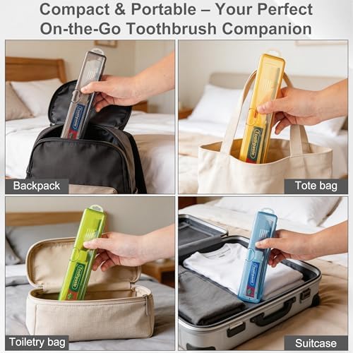 Travel Toothbrush Holder (12pcs, Yellow,Gray,Blue,Green) - Image 5