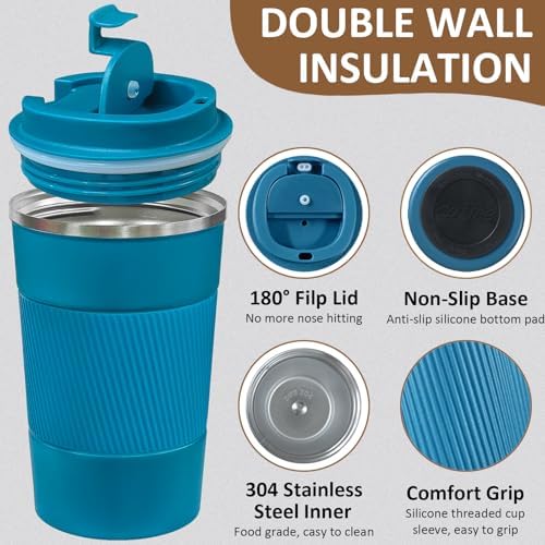 4 Pack Insulated Coffee Mug with Lid 12oz Travel Coffee Tumbler Stainless Steel Reusable Coffee Cups Thermal Coffee Mug for Hot and Iced Cold Drinks, Multicolor - Image 3