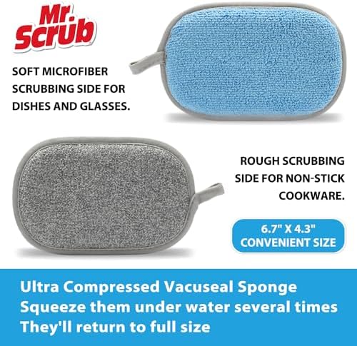 All-Purpose Sponges Kitchen, Non Scratch Dish Sponge for Washing Dishes Cleaning Kitchen, Rough Scrubbers Side for Non-Stick Cookware, Soft Microfiber Scrub Side for Dishes（6 Pack, Large） - Image 2