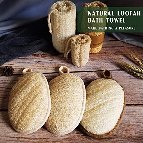 YIQINGJIE Natural Loofah Exfoliating Body Scrubber,4 Pack,Brown - Image 7