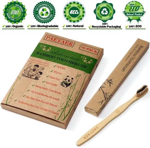 10 Pack Bamboo Toothbrushes,5 Soft 5 Medium Bristles for Adults Eco-Friendly Wooden Handle BPA-Free - Image 5