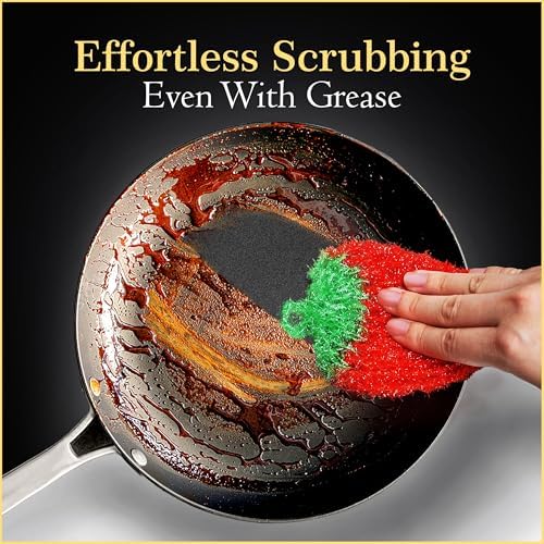 Dish Scrubbie Non-Scratch Dish Scrubber-Long Lasting & Odorless, Safe on Non-Stick, Cast Iron, Glass and Other Surfaces, Reusable Kitchen Sponge Alternative for Kitchen, Bathroom & Floors (Pack of 3) - Image 3
