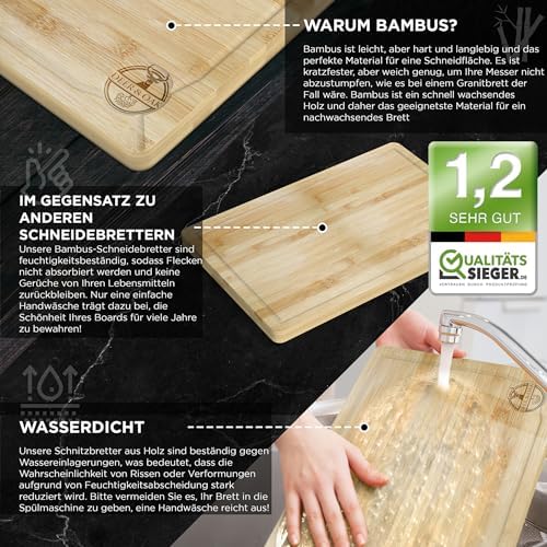 Deer & Oak Non Toxic 3-Piece Acacia Cutting Board Set with Stand, 2 Pack - Image 5
