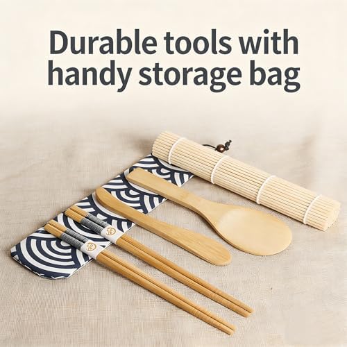Sushi Making Kit, Rolling Mat, Rice Paddle, Spreader & Chopsticks - Image 3