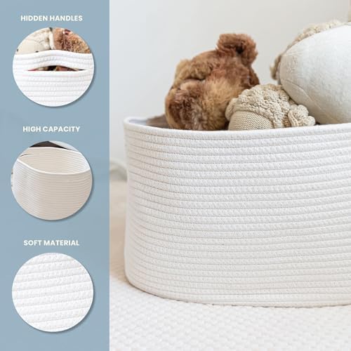 OrganiHaus Cotton Rope Baskets for Shelves, Set of 3, 15x9x10 - Image 3