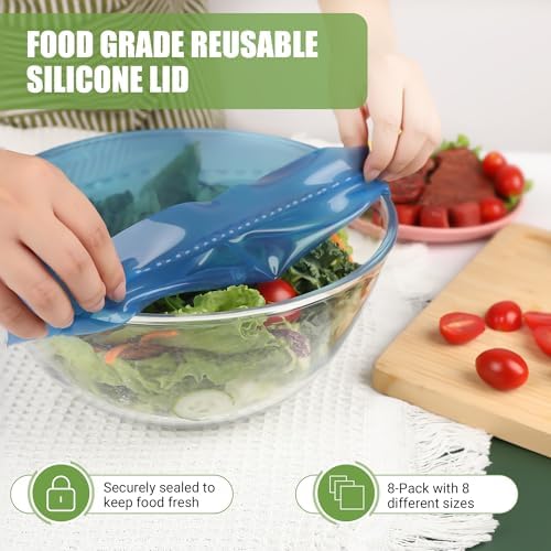 Silicone Stretch Lids for Food Storage in Fridge, Reusable Elastic Bowl Covers for Cup, Cans, Jars, Round & Rectangle Container, Food Grade Silicone Microwave Food Cover, Heat-Resistant, 8PCS - Image 4