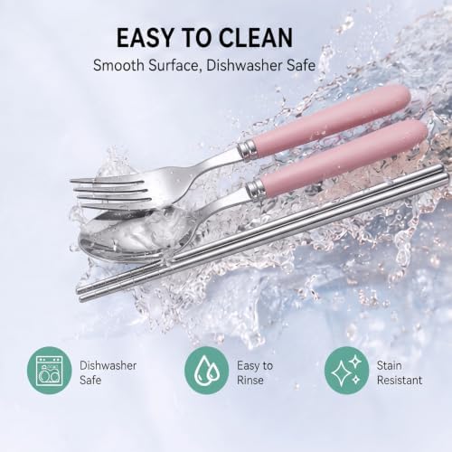 Domensi 3 Sets Portable Travel Utensil Set with Case Stainless Steel - Image 5