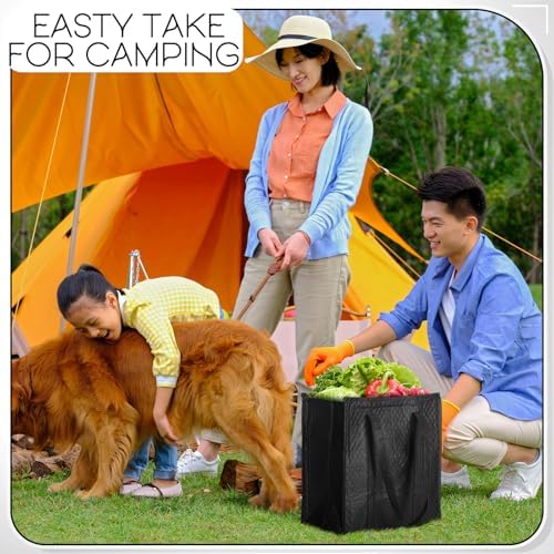 10 Pack 10 Pack Large Insulated Grocery Bag Zippered, Grey,Black - Image 3