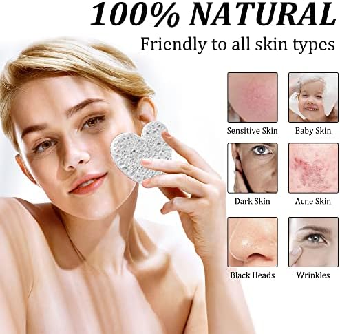60-Count Kickleen Compressed Cellulose Heart Shape Facial Sponges,White - Image 2